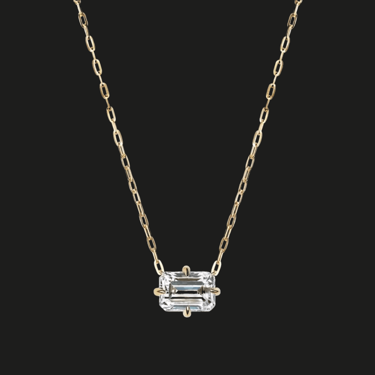 Emerald-Cut Diamond Pendant Necklace